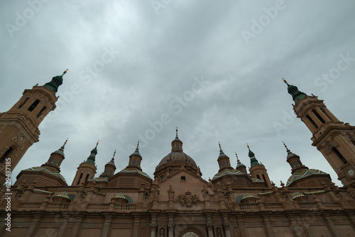 Basilica del pilar in a cloudy day. Roof of the church
