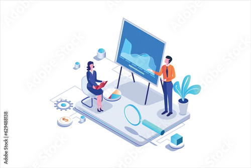 Marketing Strategy Isometric Concept Landing Page