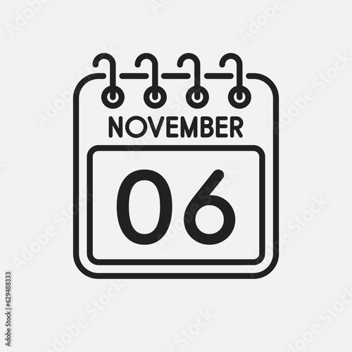Icon page calendar day - 6 November