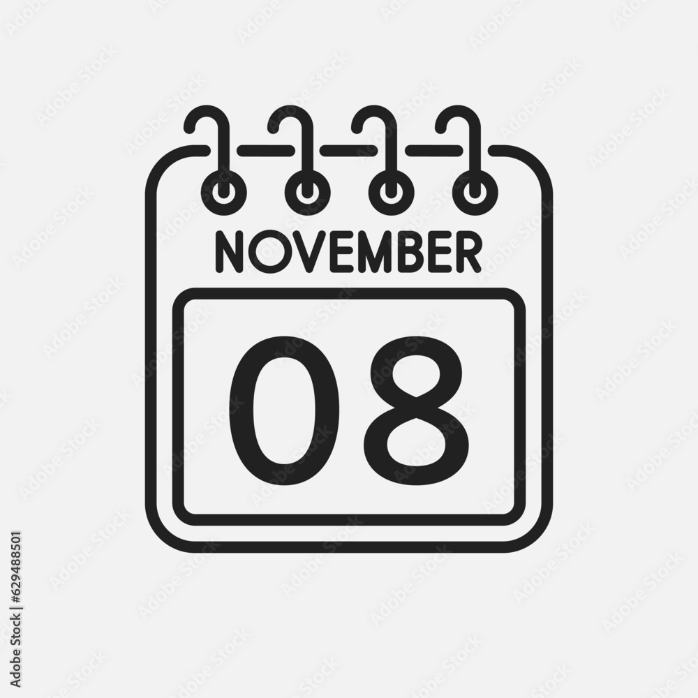 Icon page calendar day - 8 November Icon page calendar day - 8 November