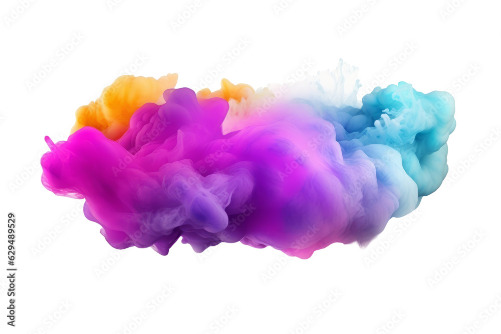 Fototapeta premium Colorful cloud isolated on transparent background cutout , generative ai