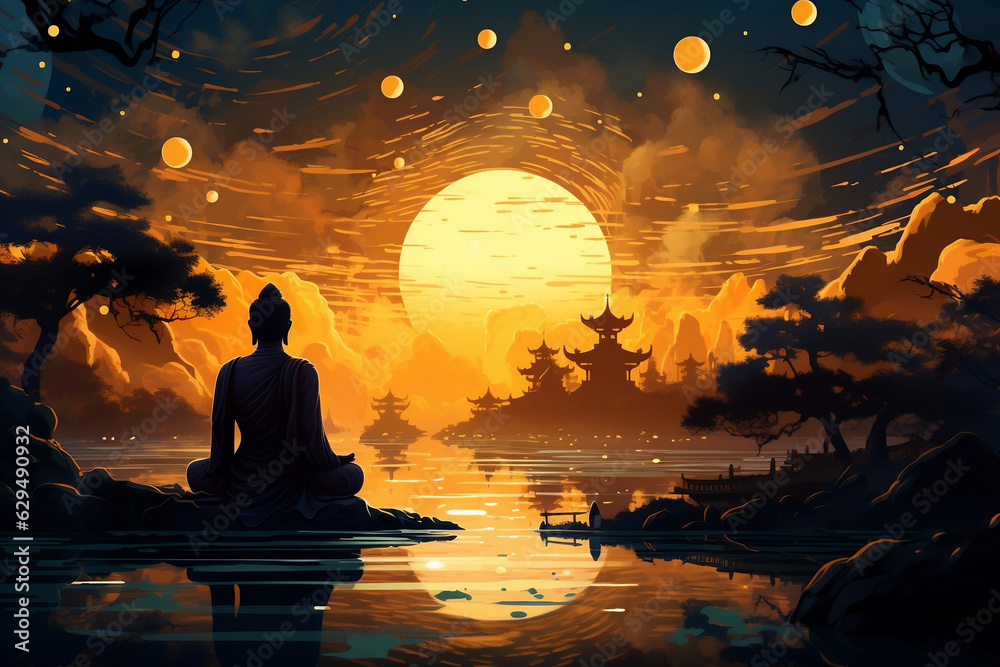 Buddha's Enlightening Glow: A Tranquil Holiday Background