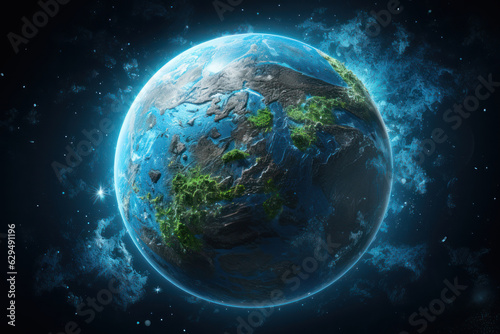 Fototapeta Naklejka Na Ścianę i Meble -  Planet earth in space, space research, science. AI generative.