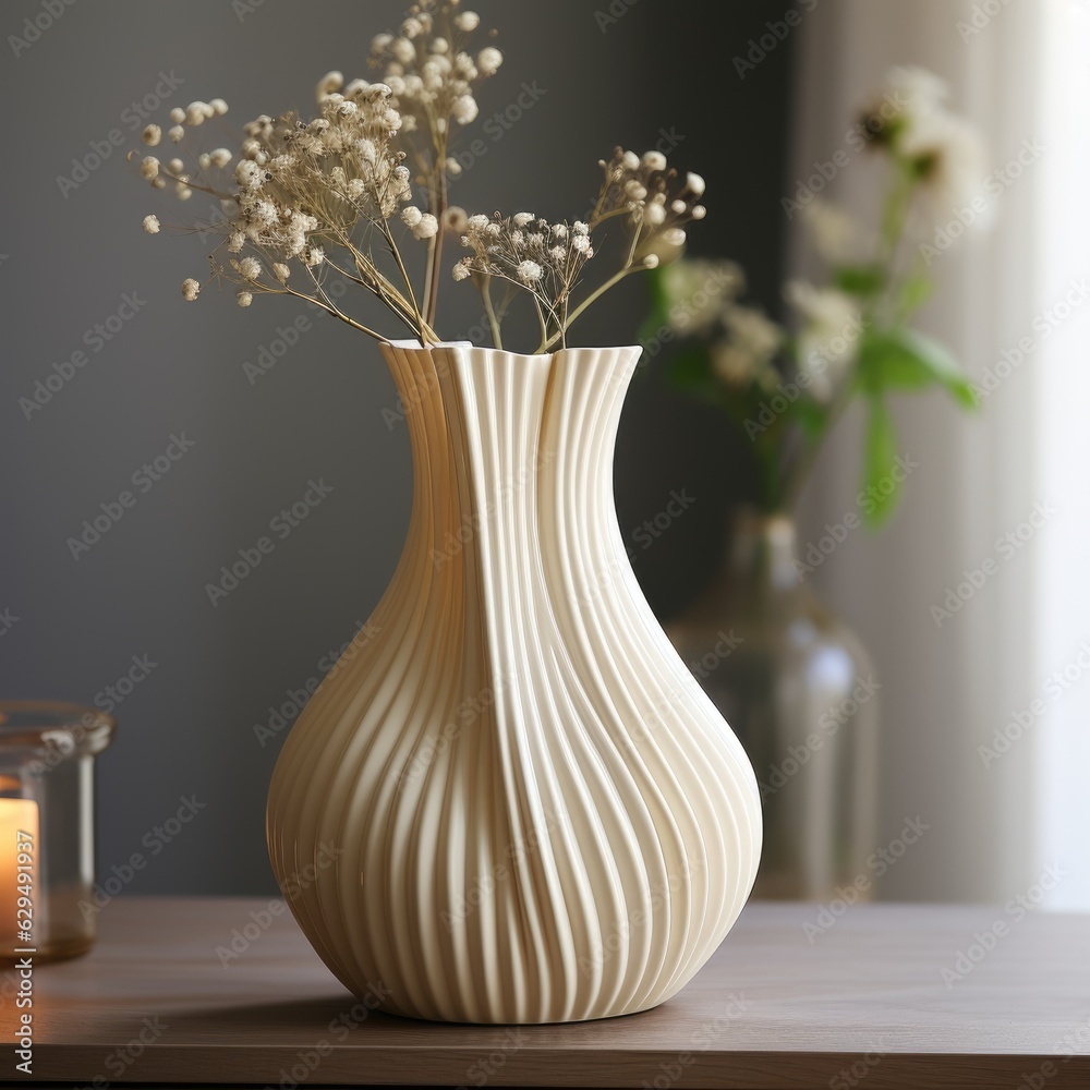 Modern vase, home decor, spring flowers table in bright light room interior, Scandinavian home style Modern vase, home decor, spring flowers table in bright light room interior, Scandinavian home style