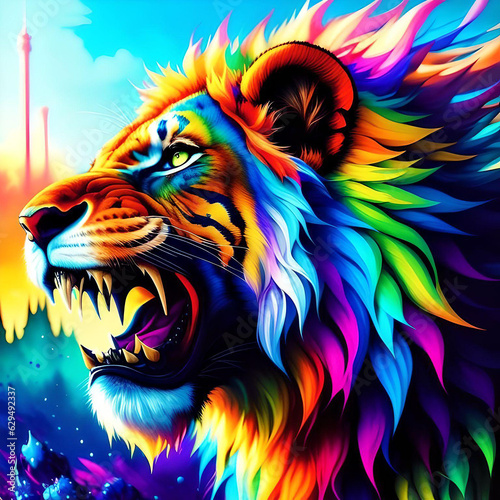 Psychedelic Lion Pop Art