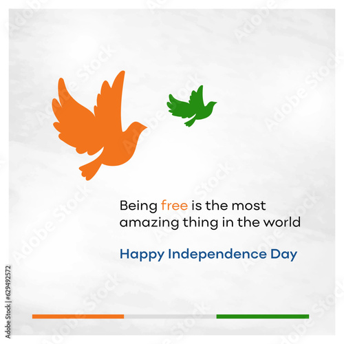 India Independence Day, Being Free Creative Typography Social media Post Vector Design Template. August 15, Freedom