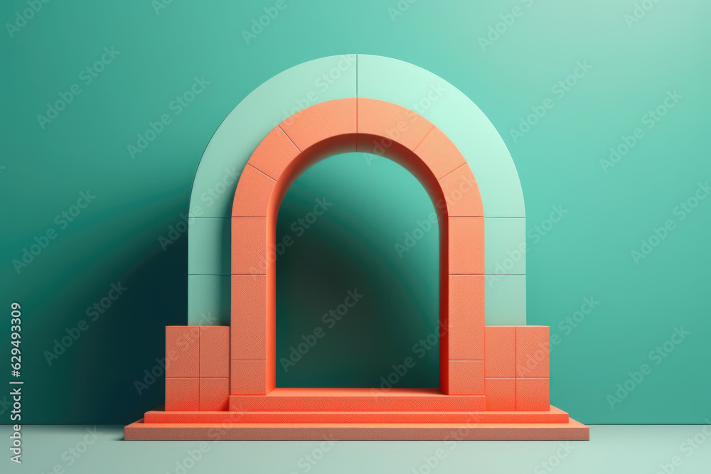 3D geometric shapes abstract podium with arch 3D geometric shapes abstract podium with arch