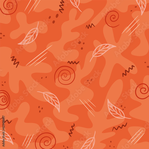 Colorful abstract vector seamless pattern. Paint splashes and brush strokes in warm colors. Background, wrapping paper