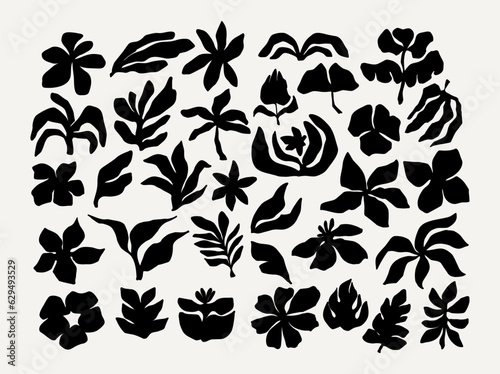 Abstract groovy floral poster Y2K. Modern trendy minimalist style. Hand drawn for wallpaper, wall decor, fabric, postcard, cover, template, banner.