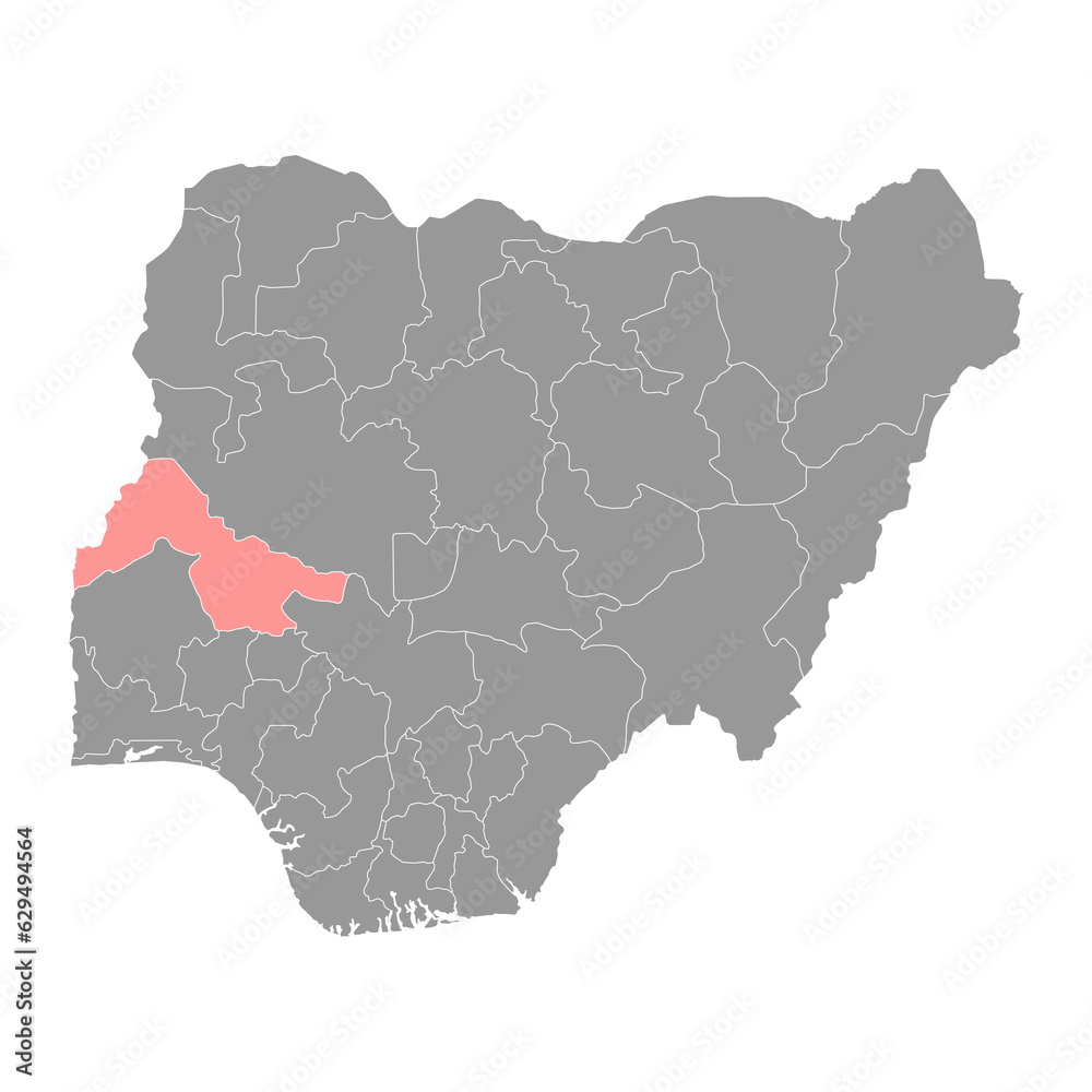 Kwara state map, administrative division of the country of Nigeria. Vector illustration.