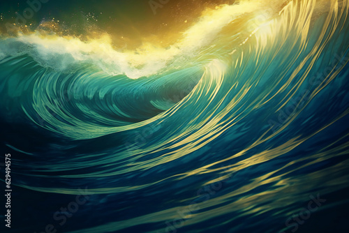 Abstract blue ocean wave background, Generative AI