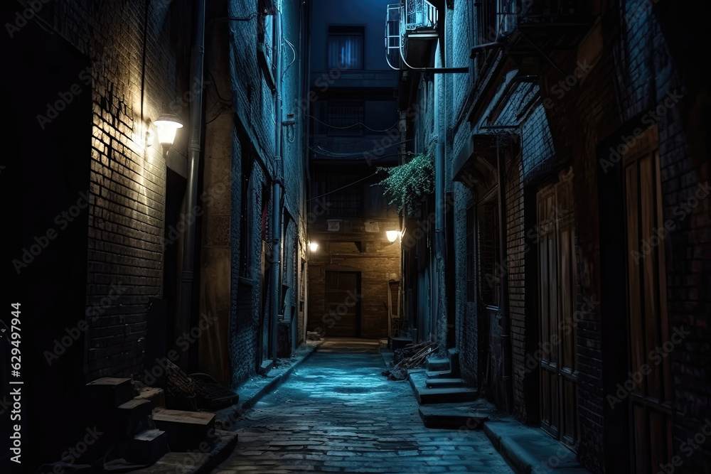 Dark creepy alleyway.