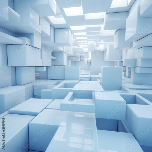 Abstract square background, white cubes. Background for the site, application. AI generative.