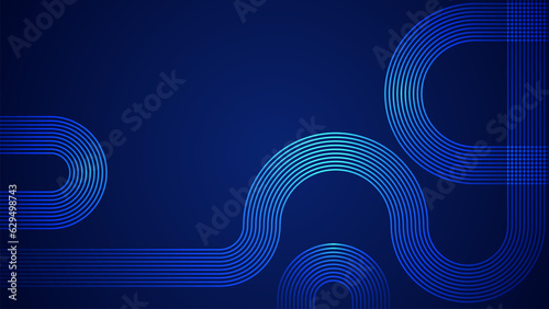 Dark blue abstract background with serpentine style lines as the main component.