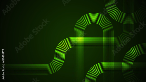 Dark green abstract background with serpentine style lines as the main component.