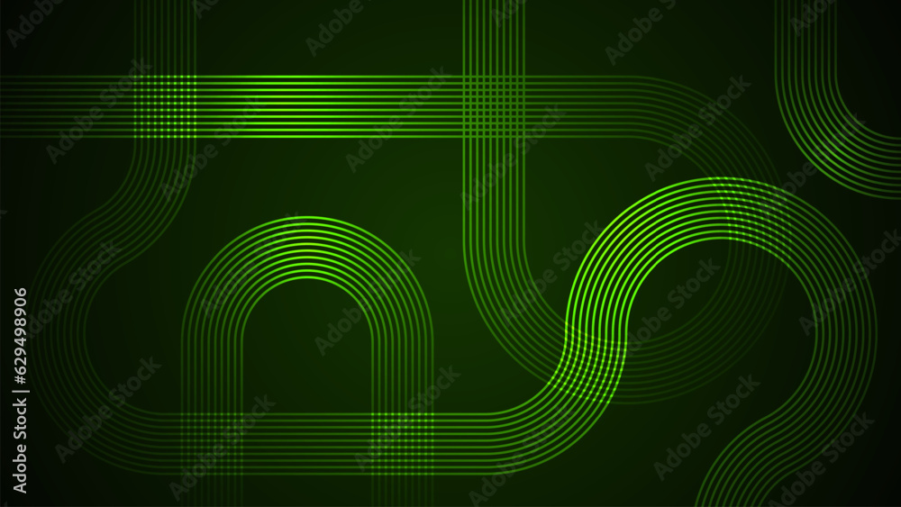 Dark green abstract background with serpentine style lines as the main component.