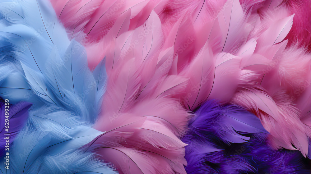 Abstract background. Pink and blue feathers