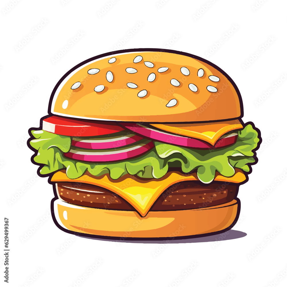 Big burger, hamburger hand drawn vector illustration sketch retro style Big burger, hamburger hand drawn vector illustration sketch retro style