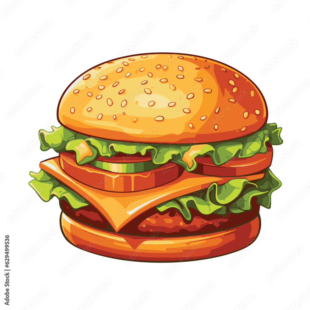 Big burger, hamburger hand drawn vector illustration sketch retro style Big burger, hamburger hand drawn vector illustration sketch retro style