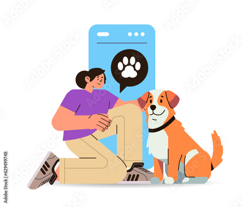 girl pet owner with cute dog spending time together best friends domestic animal friendship concept