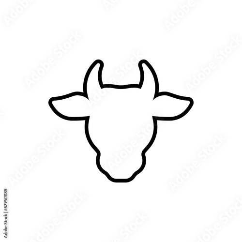 Cattle Head outline icon isolated on white background.