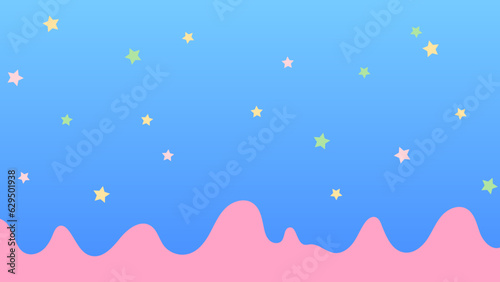 ゆめかわいい星空のペンキ背景素材　16：9