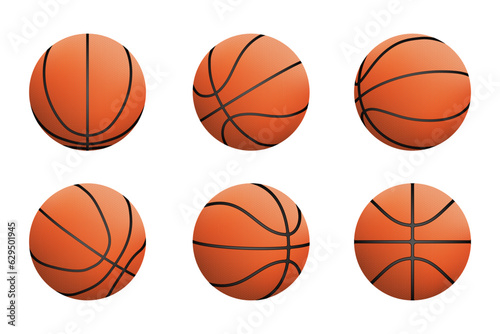 Realistic basketball ball collection. Set of basketball game ball. Basketball ball collection