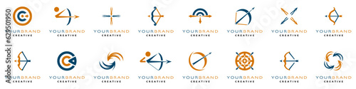 Your brand abstract logotype collection with arrow and target icons. Abstract logo collection