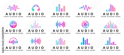 Audio logo collection. Abstract music logo collection. Set of audio icons
