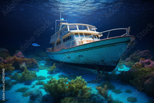 Submarine sinking 3D rendering background © Artroom