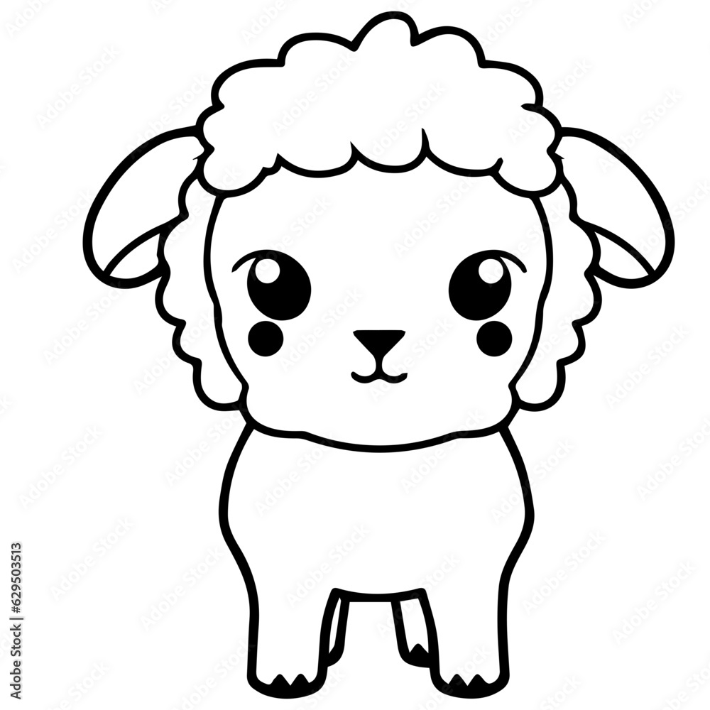 Coloring page outline of cartoon lamb Coloring page outline of cartoon lamb