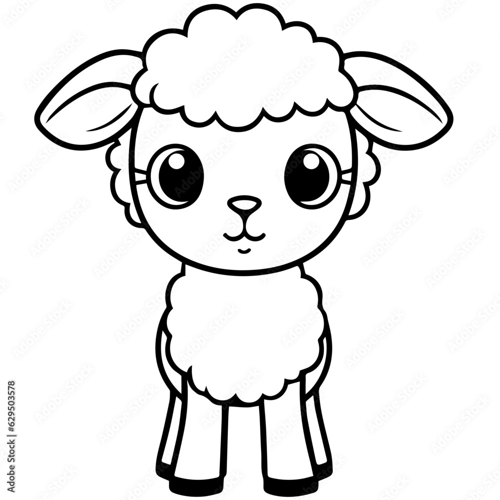 Coloring page outline of cartoon lamb