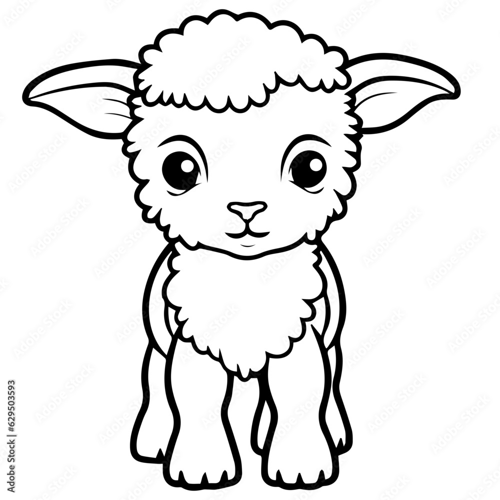 Coloring page outline of cartoon lamb Coloring page outline of cartoon lamb