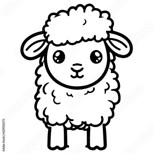 Coloring page outline of cartoon lamb