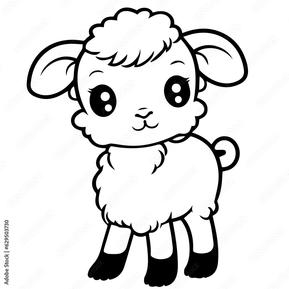 Coloring page outline of cartoon lamb Coloring page outline of cartoon lamb