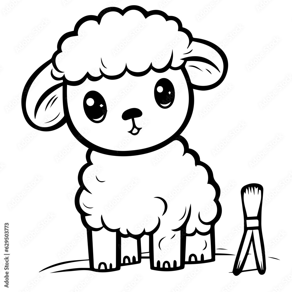 Coloring page outline of cartoon lamb Coloring page outline of cartoon lamb