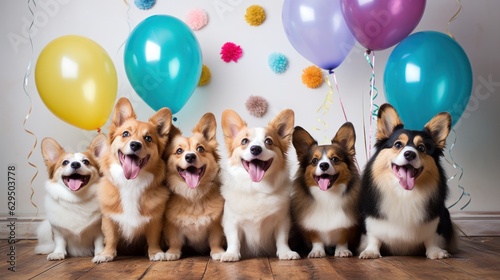 Dog party with balloons © Darya