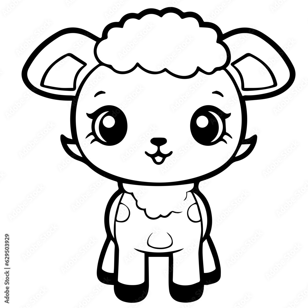 Coloring page outline of cartoon lamb Coloring page outline of cartoon lamb