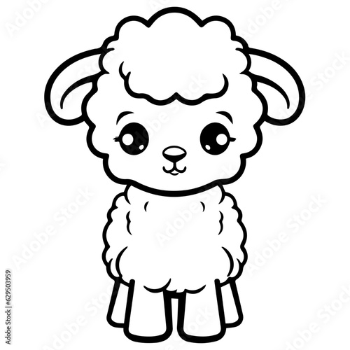 Coloring page outline of cartoon lamb