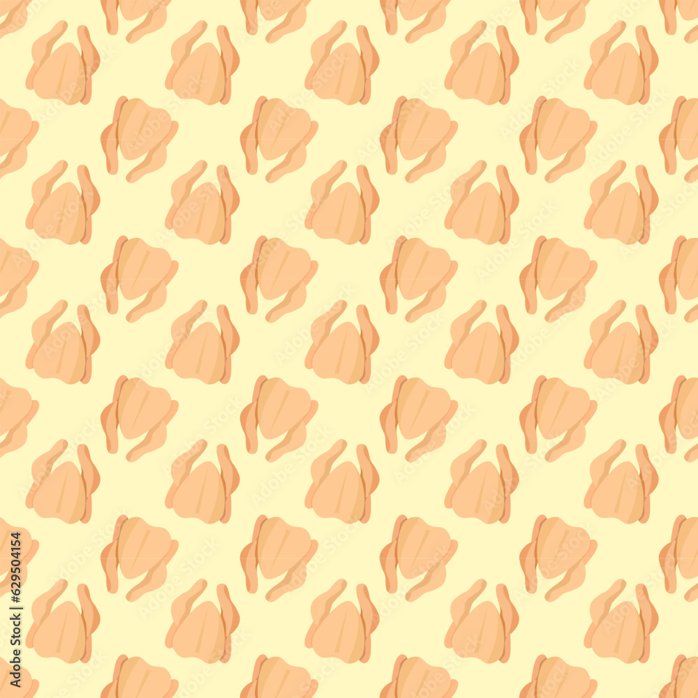 Seamless pattern of drawn cute broiler chicken carcasses on a yellow background Seamless pattern of drawn cute broiler chicken carcasses on a yellow background