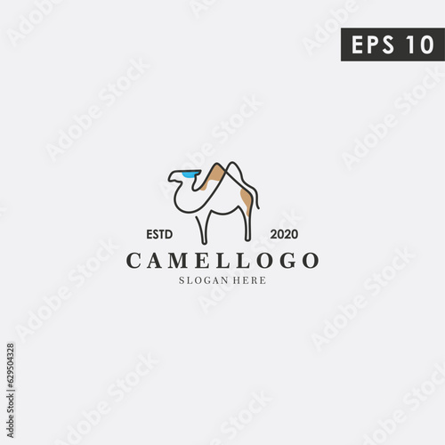 Camel Modern Logogram Design Vector Template With Flat Style
