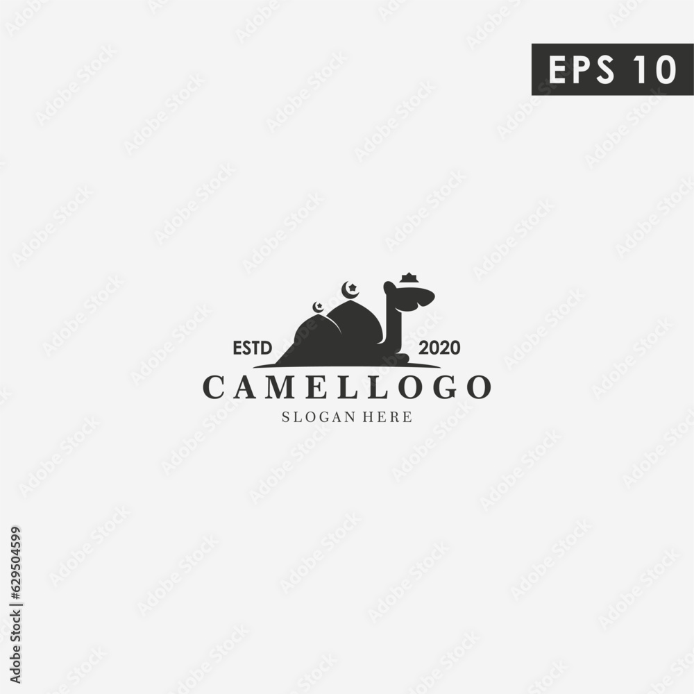 Mosque Of Camel Modern Logo Design Vector Template With Flat Style Mosque Of Camel Modern Logo Design Vector Template With Flat Style