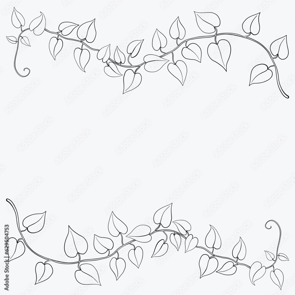 Obraz premium Floral ivy drawing decorative ornament flat design.