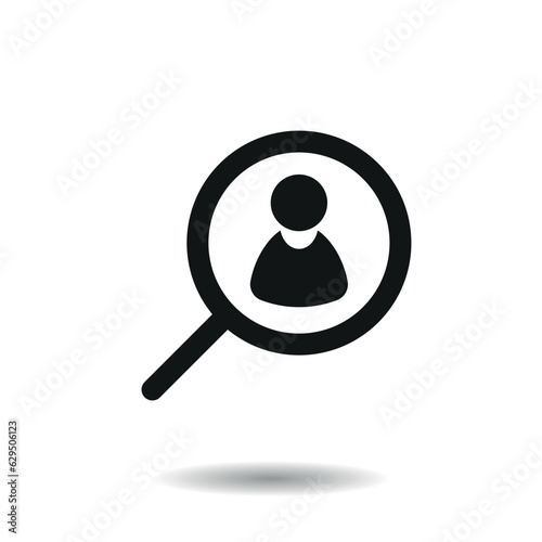 Loupe with man icon vector illustration. Magnifying glass on isolated background. Search sign concept.