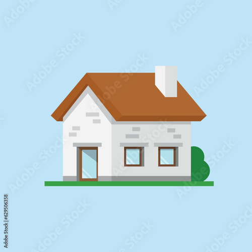 House with roof, door, window, wall icon vector illustration. Home on isolated background. Building sign concept. © Alina_Lys