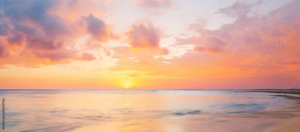 Fototapeta premium beautiful sunlight at ocean bay, panoramic beach travel landscape