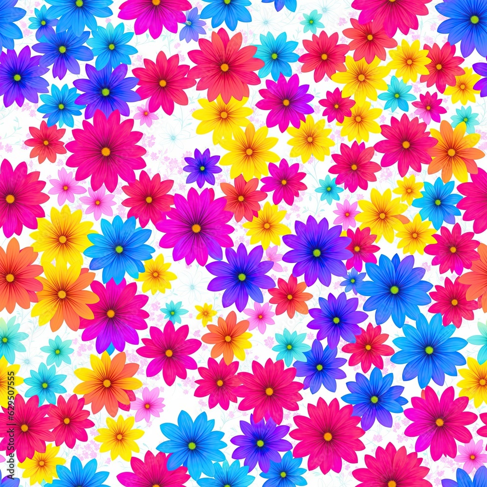 Colored seamless pattern of flowers. AI generated. Colored seamless pattern of flowers. AI generated.