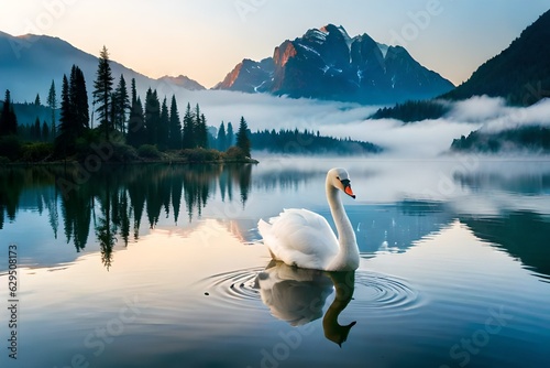 swan on lake photo