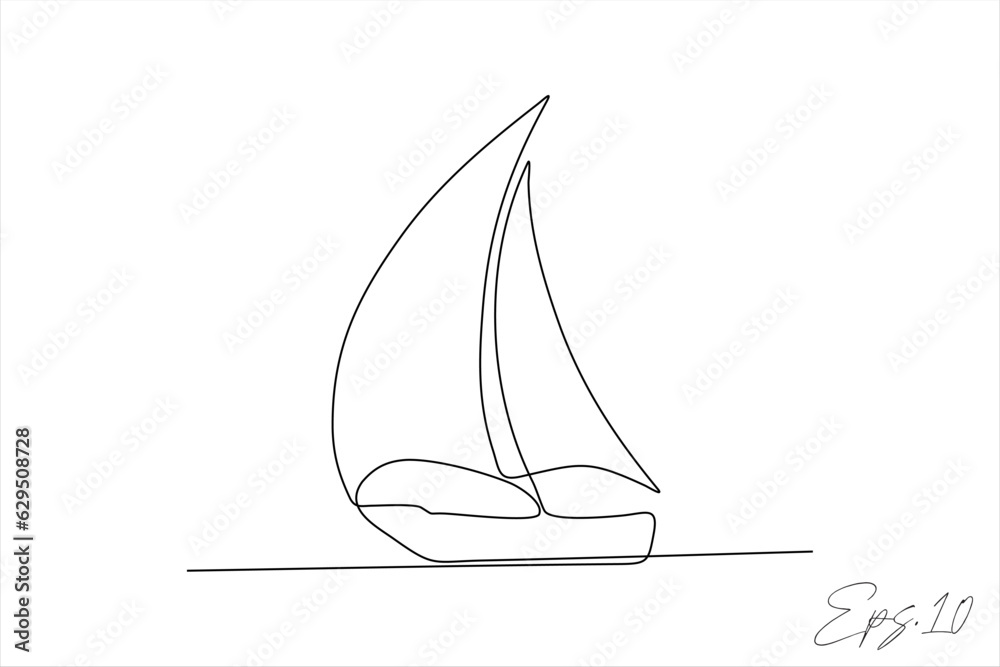 sailing ship continuous line vector illustration