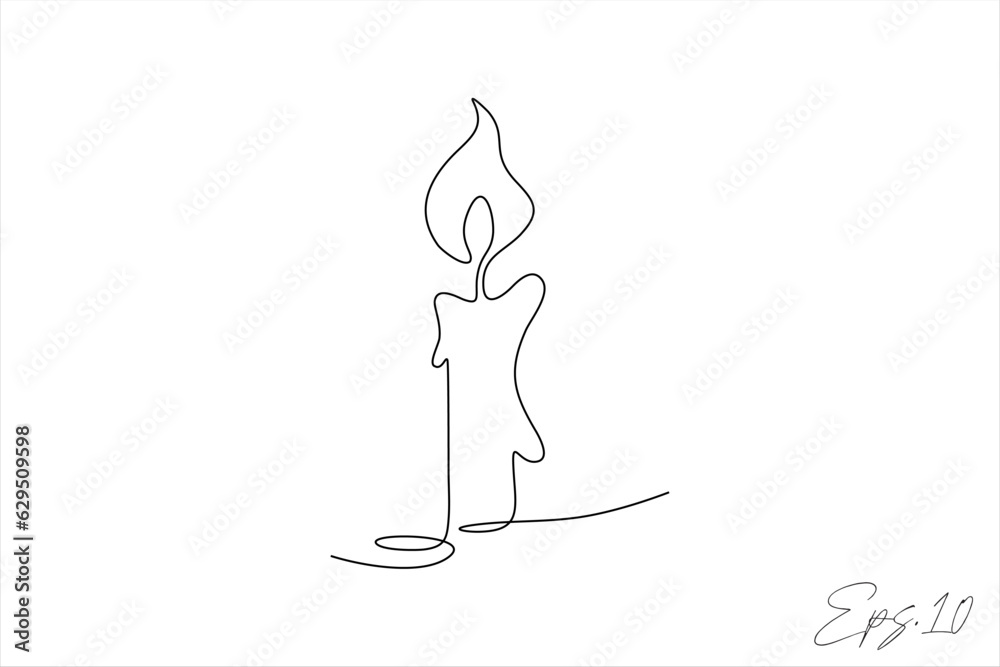 candle continuous line vector illustration candle continuous line vector illustration